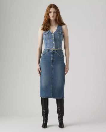 levi's® high-rise back slit 裙 | 女裝 001VH000625- Medium Indigo  – Levi's 香港