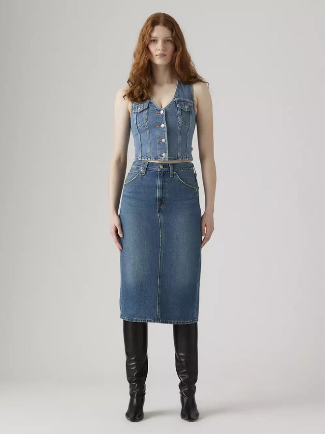 levi's® high-rise back slit 裙 | 女裝 001VH000625- Medium Indigo  – Levi's 香港