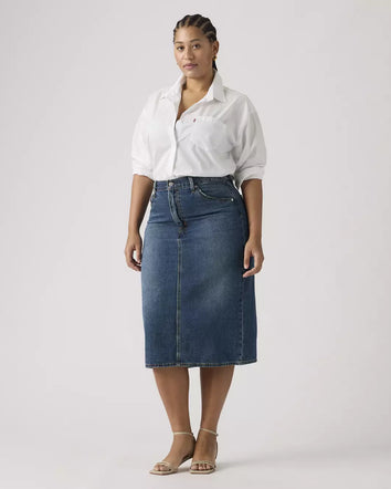 levi's® high-rise back slit 裙 | 女裝 001VH000625- Medium Indigo  – Levi's 香港