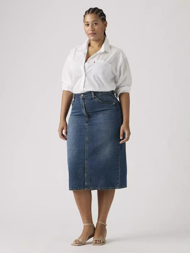 levi's® high-rise back slit 裙 | 女裝 001VH000625- Medium Indigo  – Levi's 香港