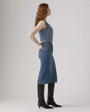 levi's® high-rise back slit 裙 | 女裝 001VH000625- Medium Indigo  – Levi's 香港