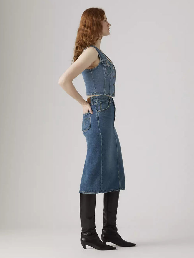 levi's® high-rise back slit 裙 | 女裝 001VH000625- Medium Indigo  – Levi's 香港