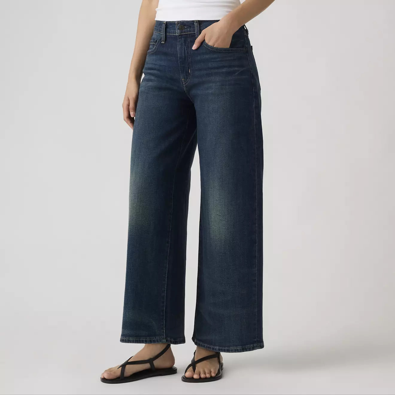 levi's® 728™ 高腰寬腿及踝牛仔褲 | 女裝 005I300012427 Medium Indigo – Levi's 香港