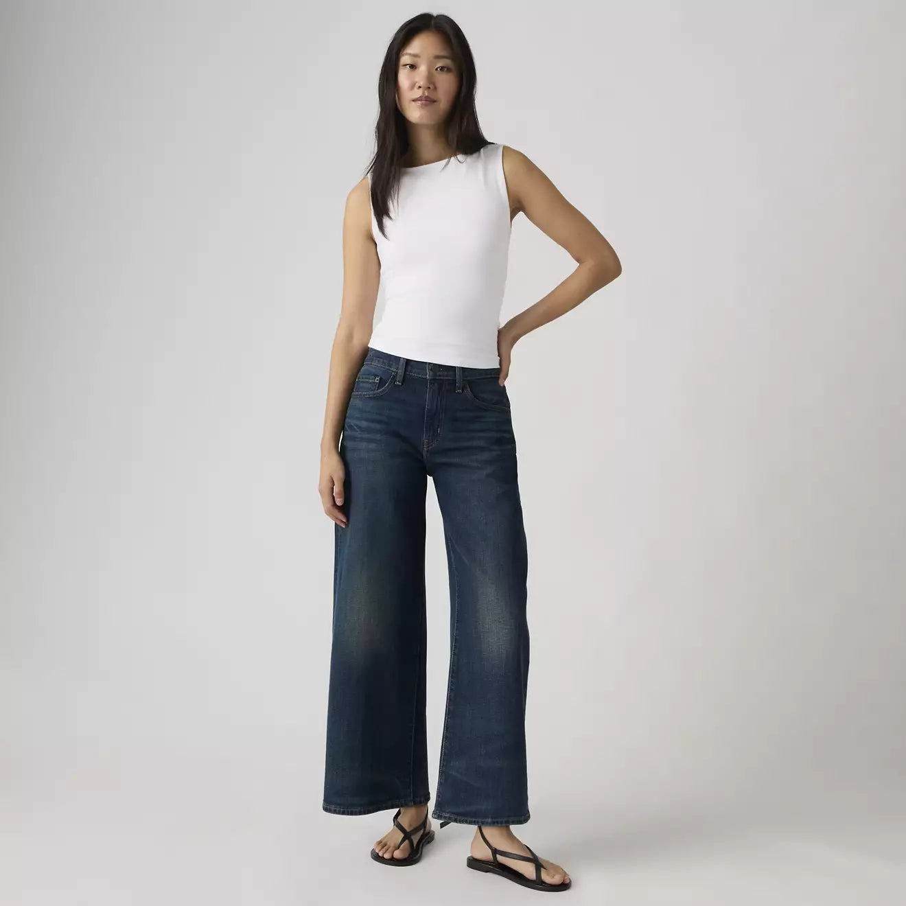 levi's® 728™ 高腰寬腿及踝牛仔褲 | 女裝 005I300012427 Medium Indigo – Levi's 香港