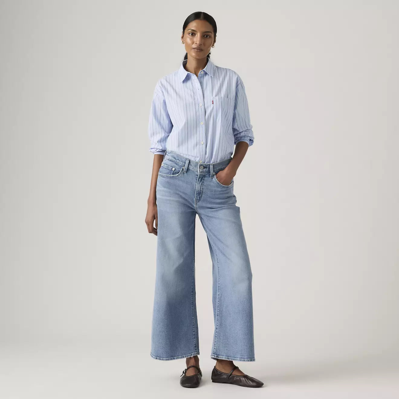 levi's® 728™ 高腰寬腿及踝牛仔褲 | 女裝 005I300032427 Green – Levi's 香港