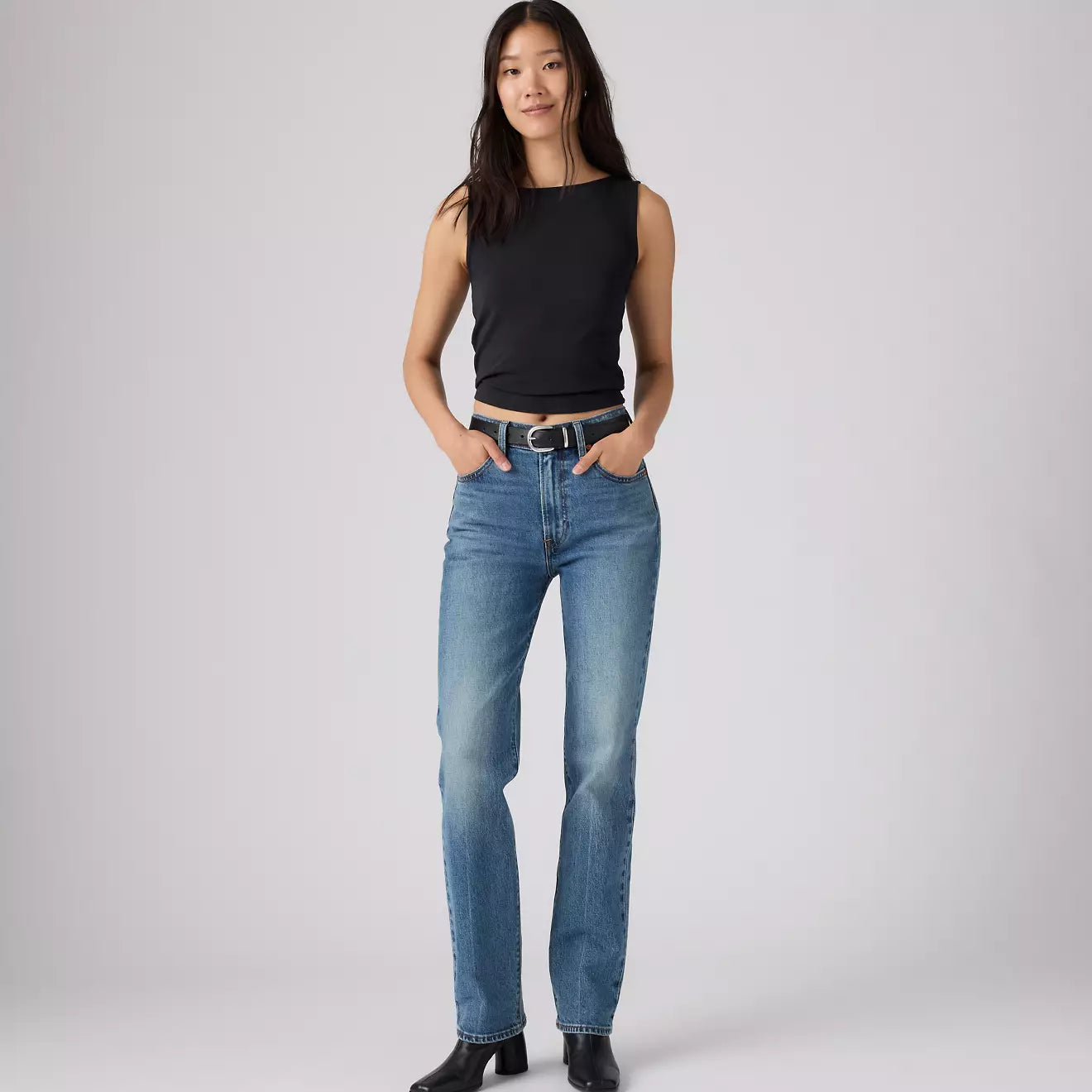 levi's® women's ribcage slim jeans 0081W00062429 Medium Indigo – Levi's Hong Kong