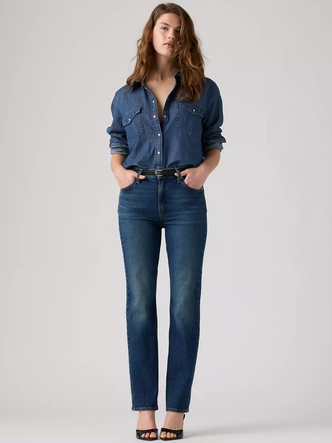 levi's® ribcage slim 牛仔褲 | 女裝 0081W00082429 Medium Indigo  – Levi's 香港