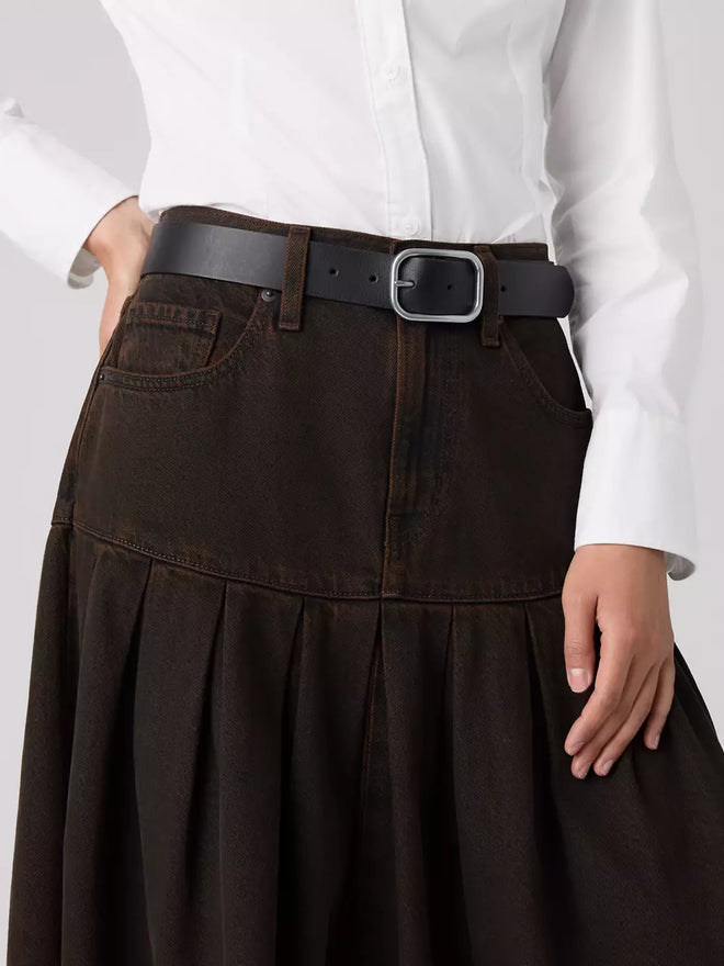 levi's® women's yoked pleated skirt 0089T000124- Brown  – Levi's Hong Kong