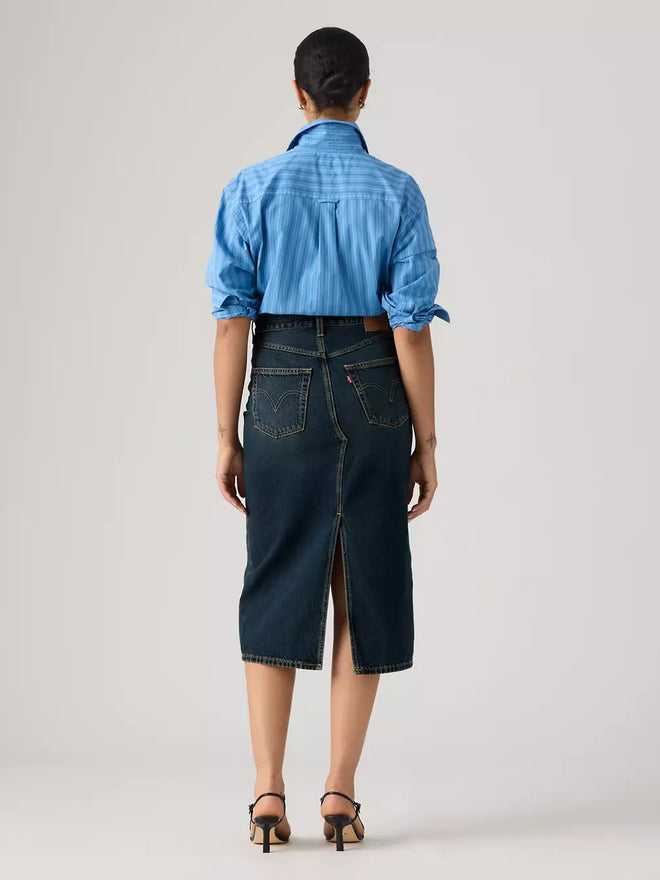 levi's® women's deconstructed slit midi skirt 008AF000124- Medium Indigo  – Levi's Hong Kong