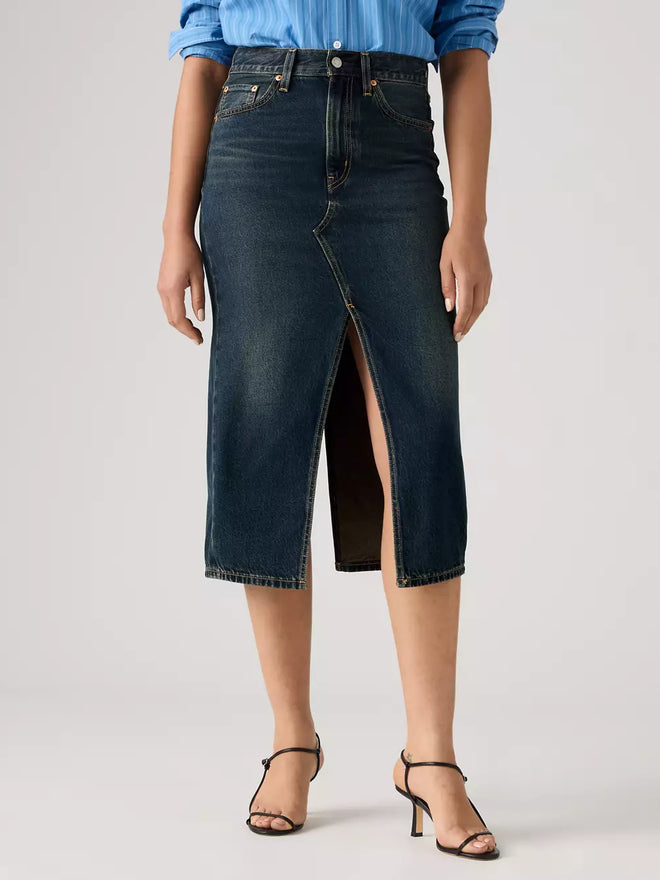 levi's® women's deconstructed slit midi skirt 008AF000124- Medium Indigo  – Levi's Hong Kong