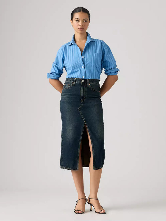 levi's® women's deconstructed slit midi skirt 008AF000124- Medium Indigo  – Levi's Hong Kong