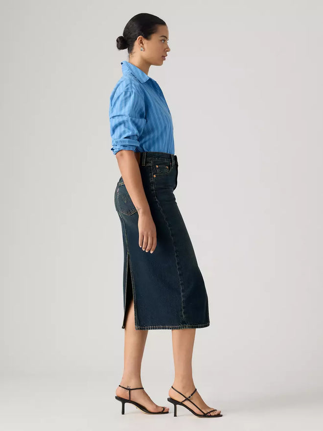 levi's® women's deconstructed slit midi skirt 008AF000124- Medium Indigo  – Levi's Hong Kong