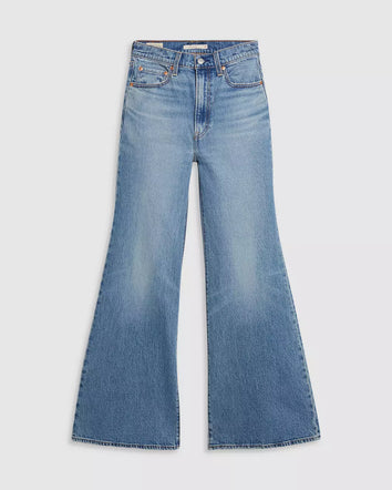 levi's® ribcage bell 高腰喇叭牛仔褲 | 女裝 A750300202430 Medium Indigo - Worn In  – Levi's 香港