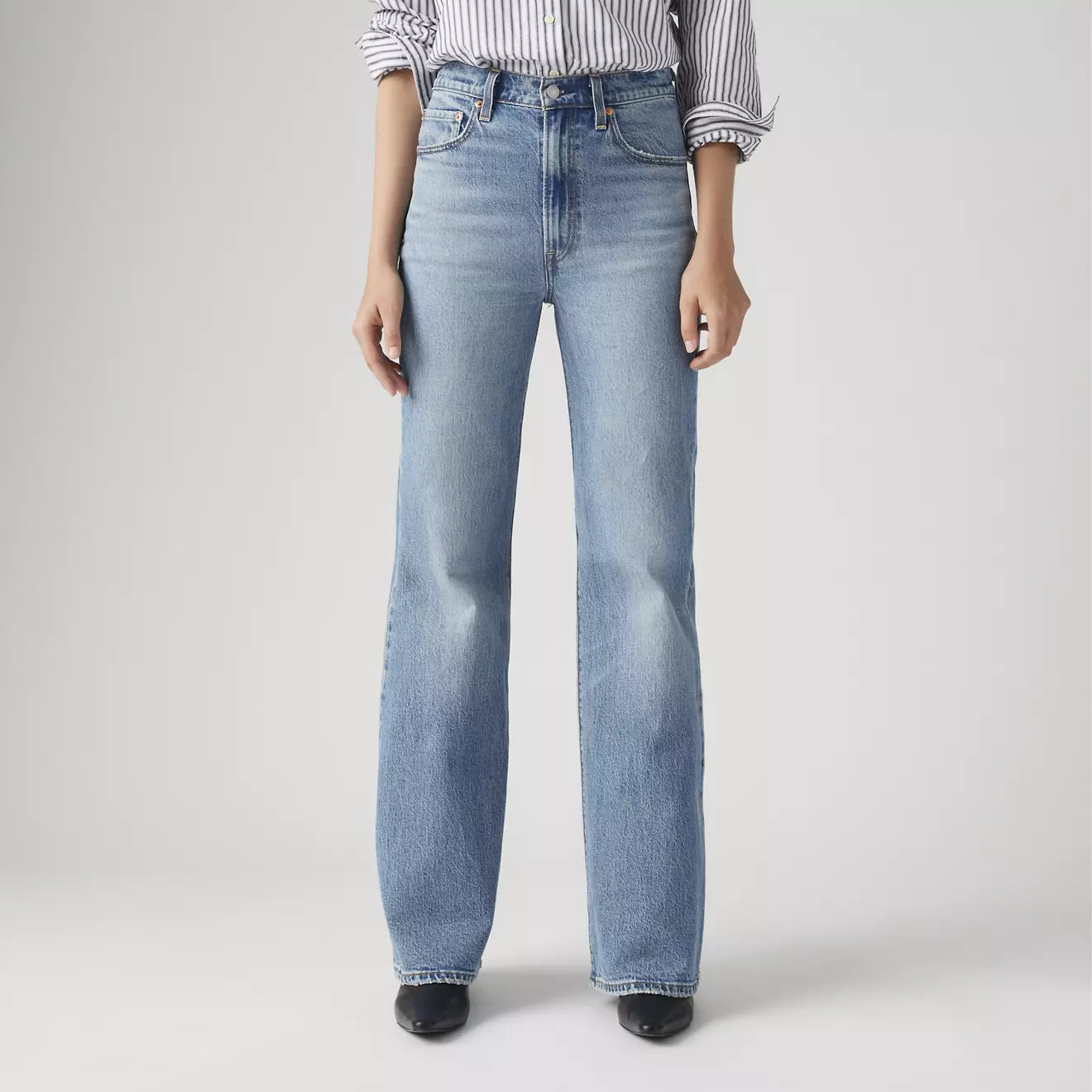 levi's® ribcage bell 高腰喇叭牛仔褲 | 女裝 A750300202430 Medium Indigo - Worn In – Levi's 香港