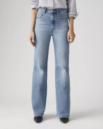 levi's® ribcage bell 高腰喇叭牛仔褲 | 女裝 A750300202430 Medium Indigo - Worn In  – Levi's 香港