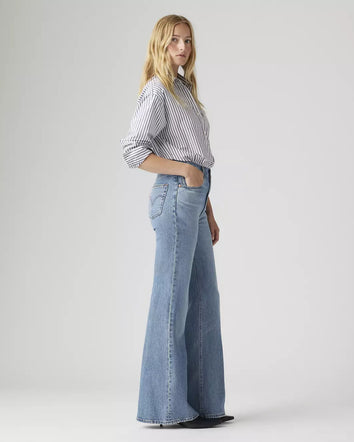 levi's® ribcage bell 高腰喇叭牛仔褲 | 女裝 A750300202430 Medium Indigo - Worn In  – Levi's 香港