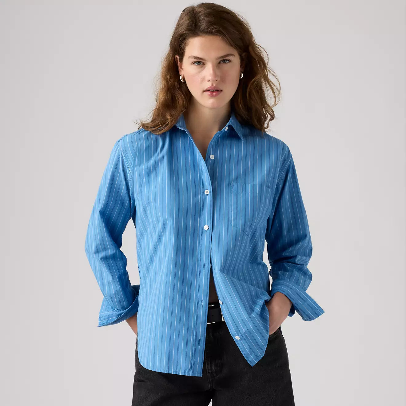 levi's® women's harlie boyfriend shirt 001HM0029XS- Blue – Levi's Hong Kong