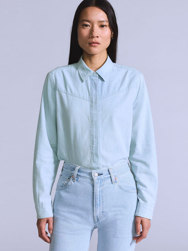 levi’s® blue tab™ 女裝 club 襯衫 001LP0000XS- Medium Indigo  – Levi's 香港