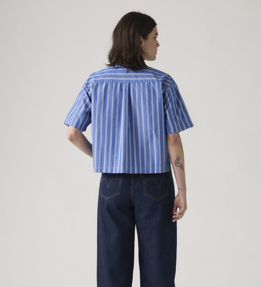 levi's® women's harlie short-sleeve cropped shirt 003QI0002XS- Blue – Levi's Hong Kong