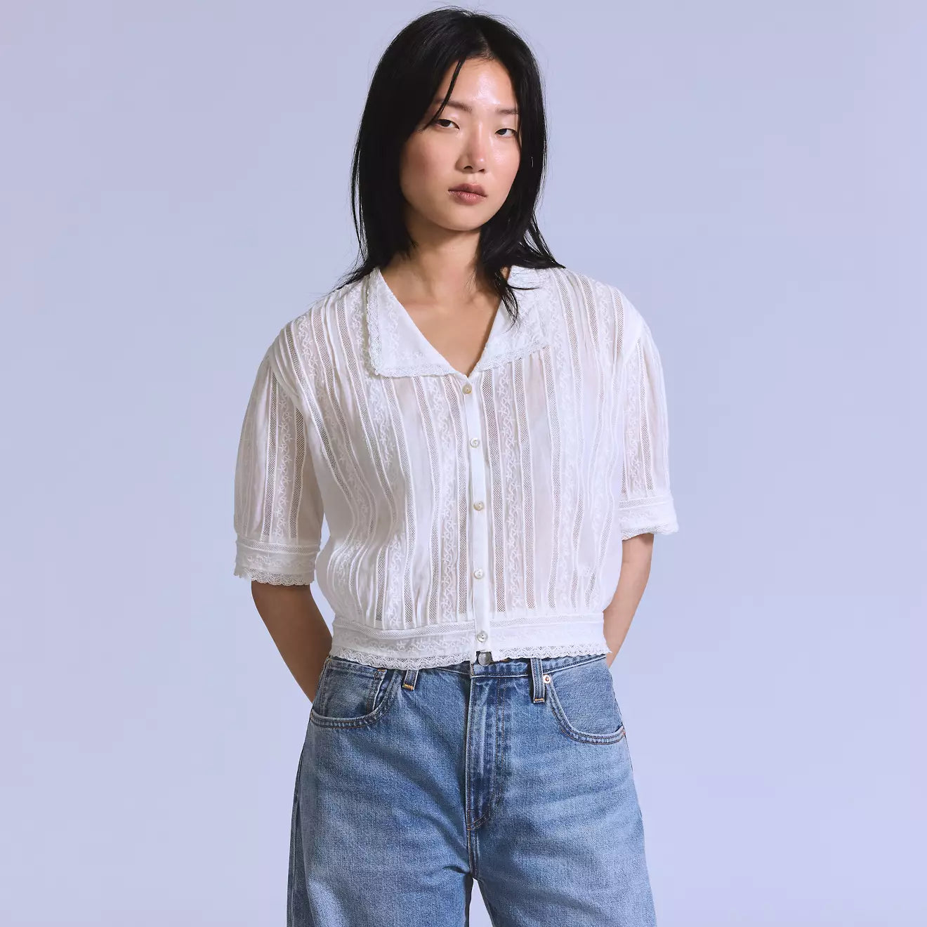 levi’s® women's bandit blouse 004TR0000XS- Medium Wash – Levi's Hong Kong