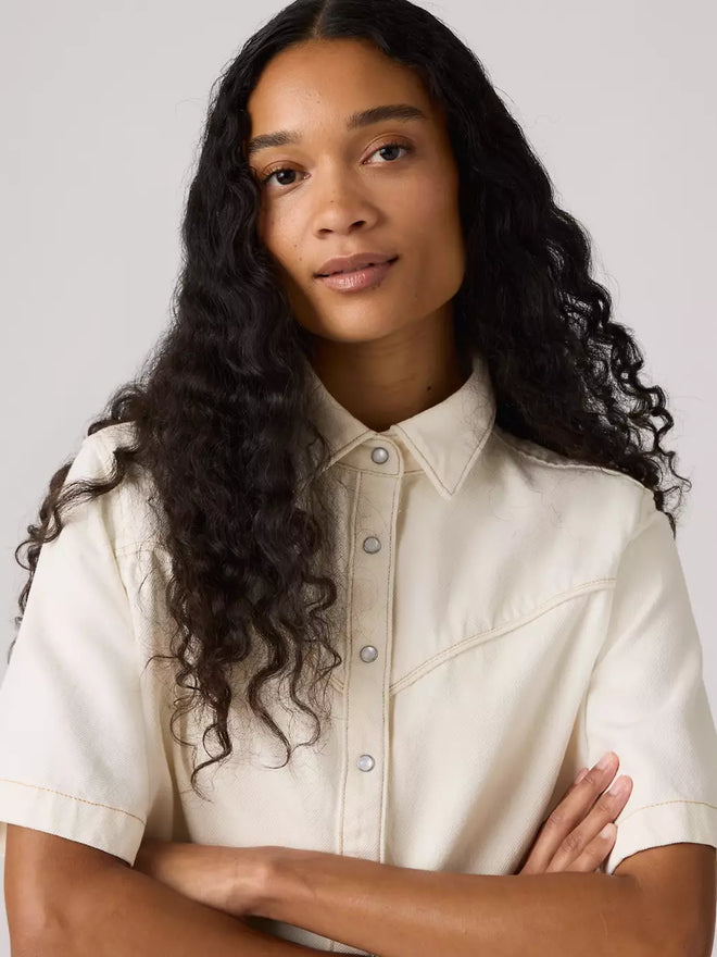  levi's® logan 短袖牛仔襯衫 | 女裝   005CR0001M- White  – Levi's 香港