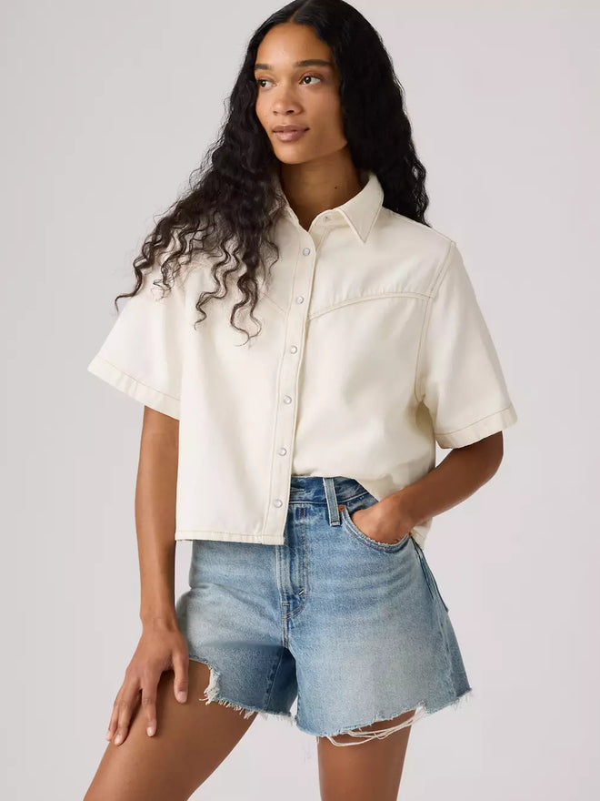  levi's® logan 短袖牛仔襯衫 | 女裝   005CR0001M- White  – Levi's 香港