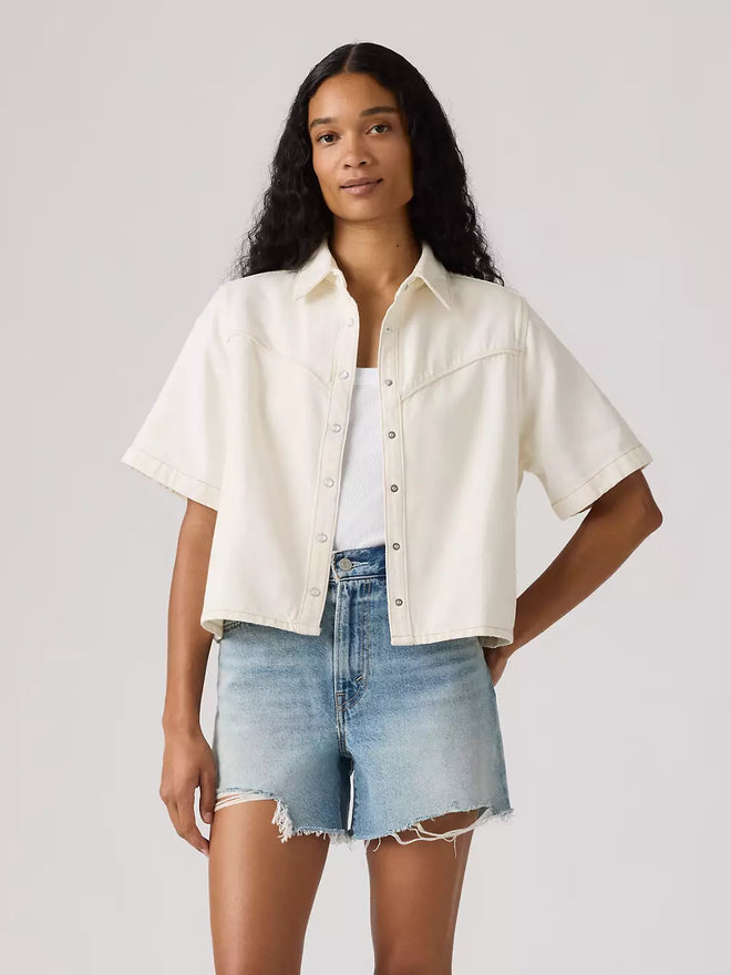  levi's® logan 短袖牛仔襯衫 | 女裝   005CR0001M- White  – Levi's 香港
