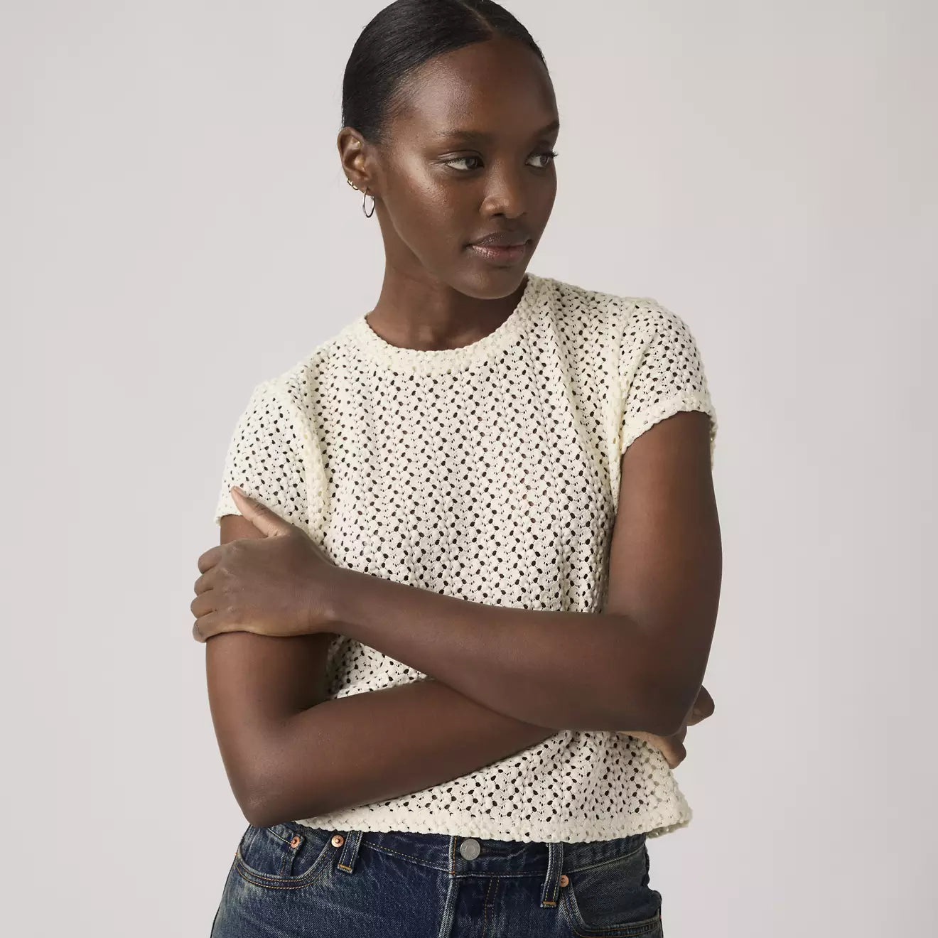 levi's® fiona 花邊蕾絲 t恤 | 女裝   005IQ0000XS- White – Levi's 香港
