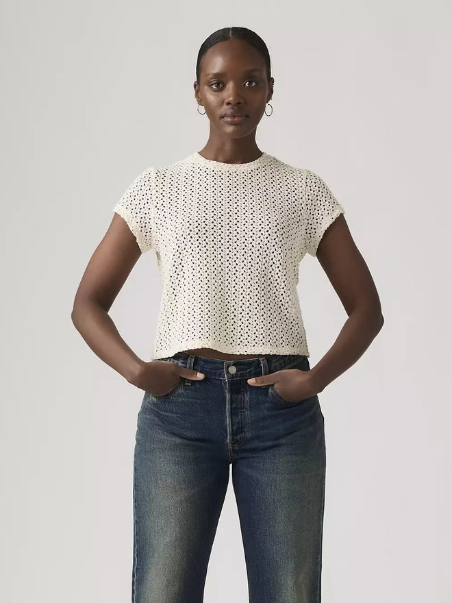 levi's® fiona 花邊蕾絲 t恤 | 女裝   005IQ0000XS- White  – Levi's 香港