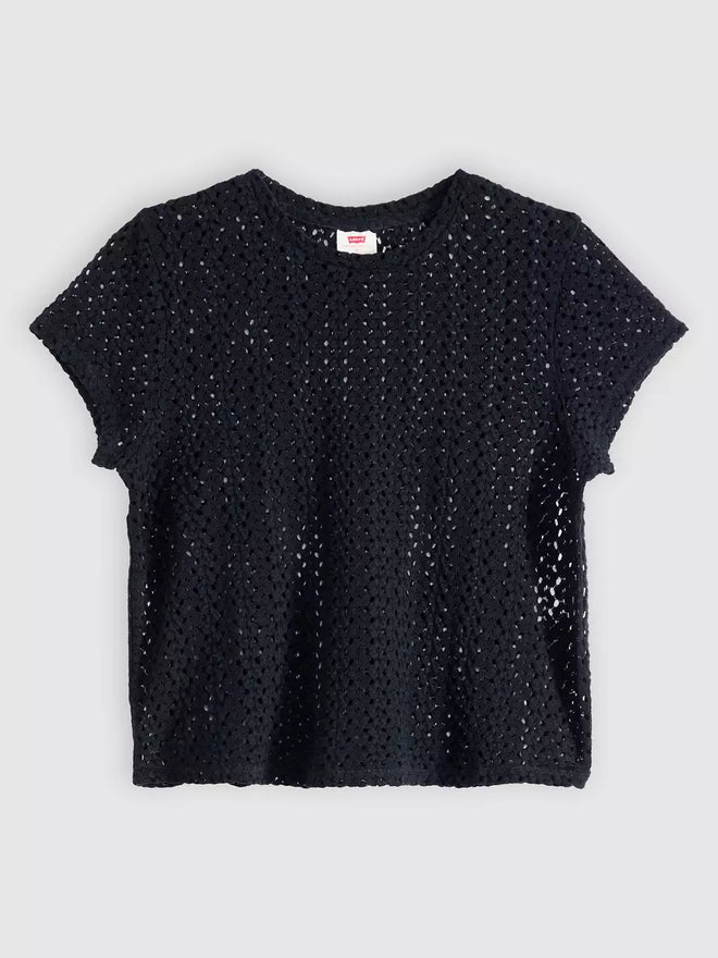 levi's® fiona 花邊蕾絲 t恤 | 女裝   005IQ0001XS- Black  – Levi's 香港