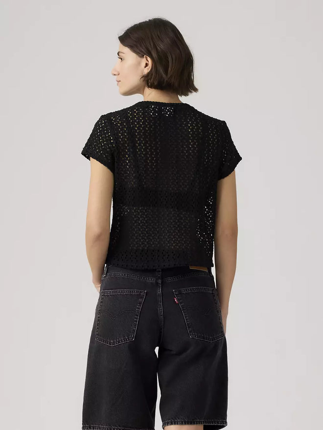 levi's® fiona 花邊蕾絲 t恤 | 女裝   005IQ0001XS- Black  – Levi's 香港