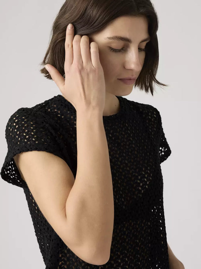 levi's® fiona 花邊蕾絲 t恤 | 女裝   005IQ0001XS- Black  – Levi's 香港