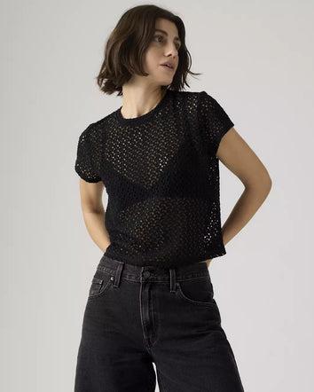 levi's® fiona 花邊蕾絲 t恤 | 女裝   005IQ0001XS- Black  – Levi's 香港