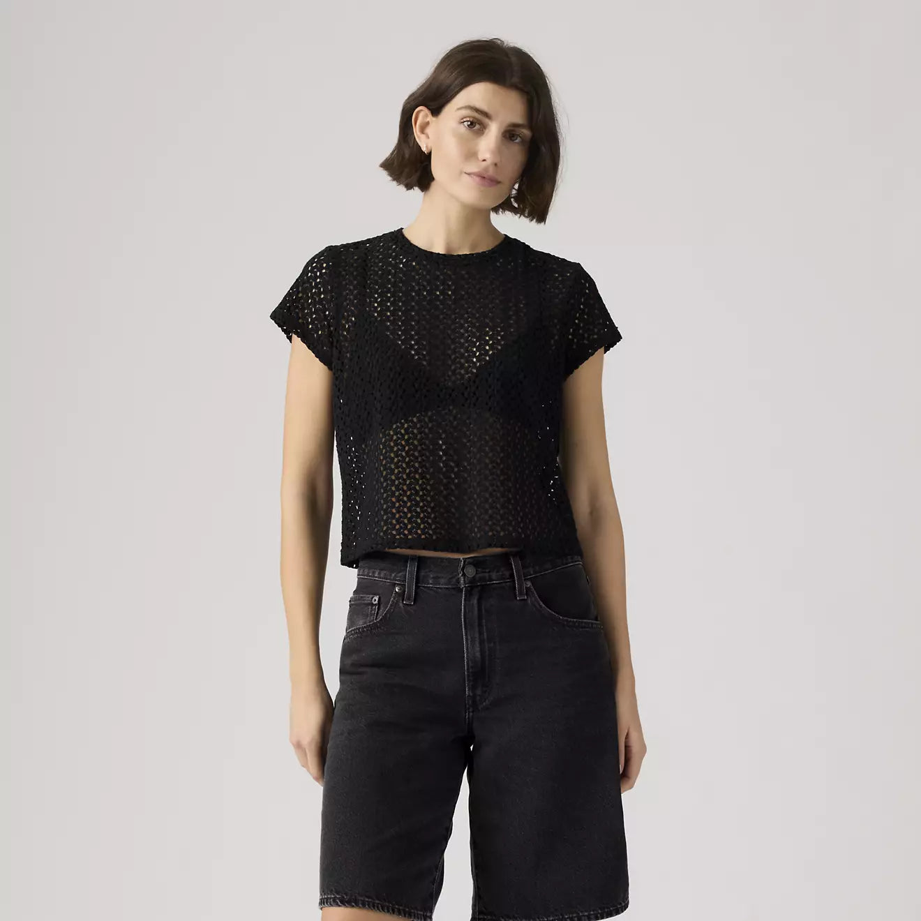 levi's® fiona 花邊蕾絲 t恤 | 女裝   005IQ0001XS- Black – Levi's 香港