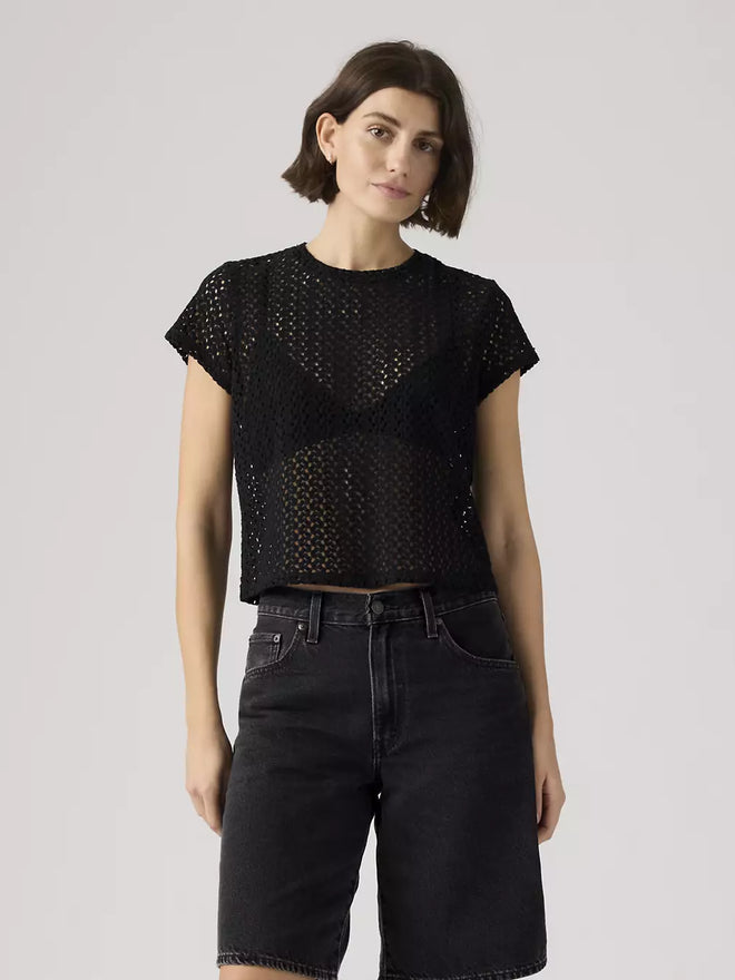 levi's® fiona 花邊蕾絲 t恤 | 女裝   005IQ0001XS- Black  – Levi's 香港