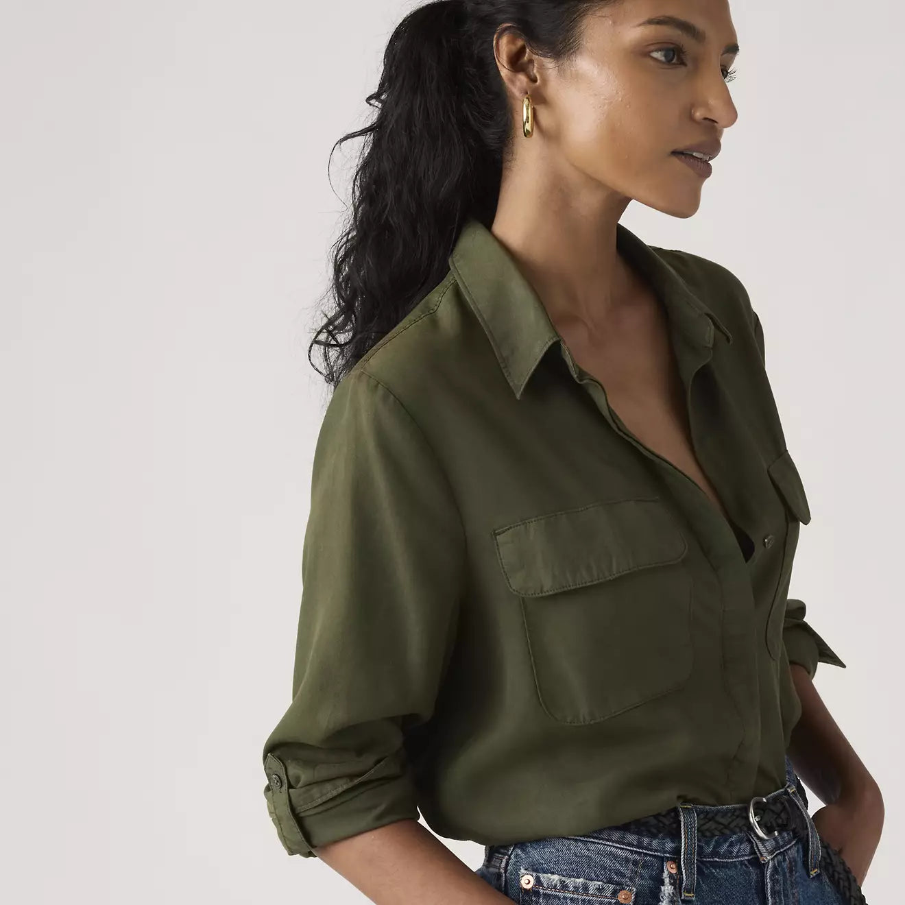 levi's® elaine 工裝襯衫 | 女裝   005NJ0009XS- Green – Levi's 香港