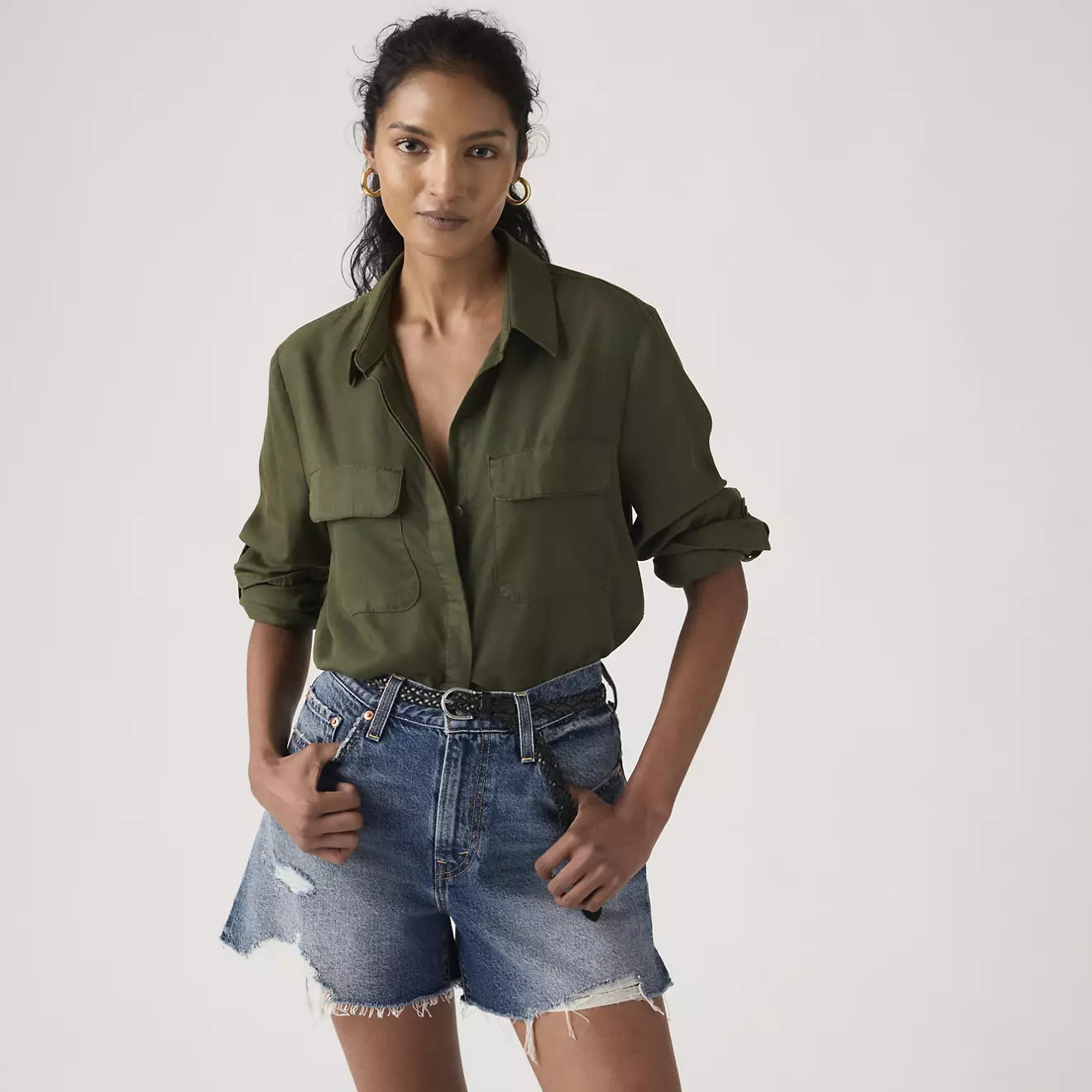 levi's® elaine 工裝襯衫 | 女裝   005NJ0009XS- Green – Levi's 香港