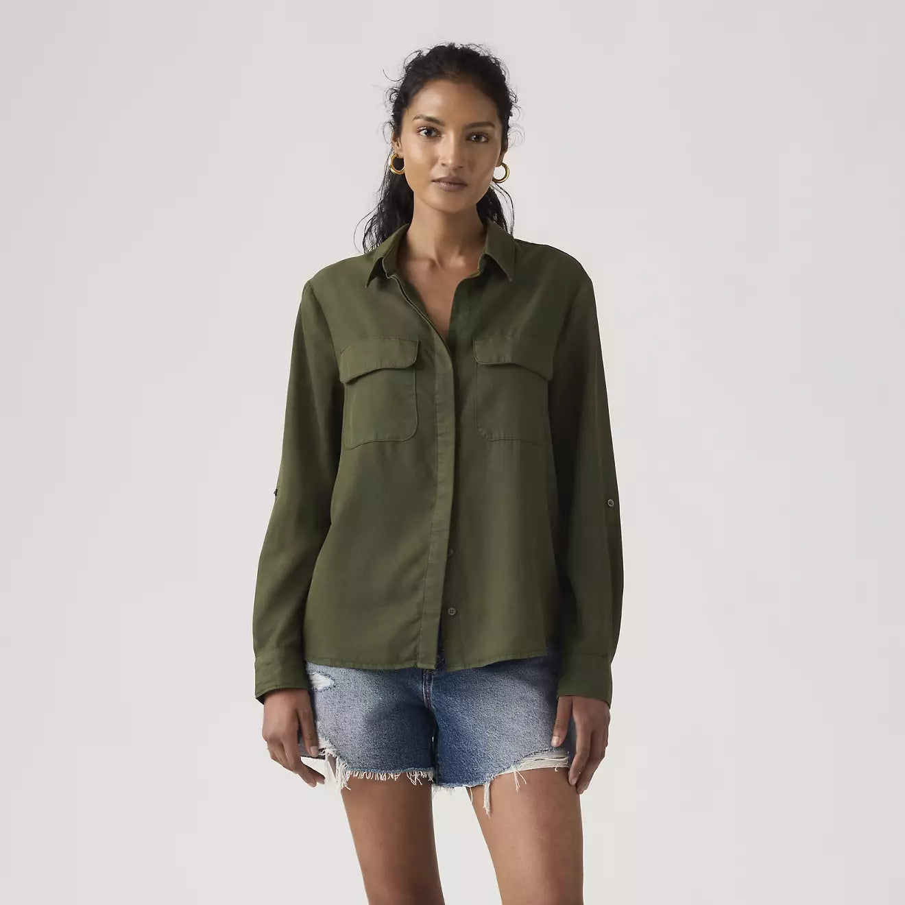 levi's® elaine 工裝襯衫 | 女裝   005NJ0009XS- Green – Levi's 香港