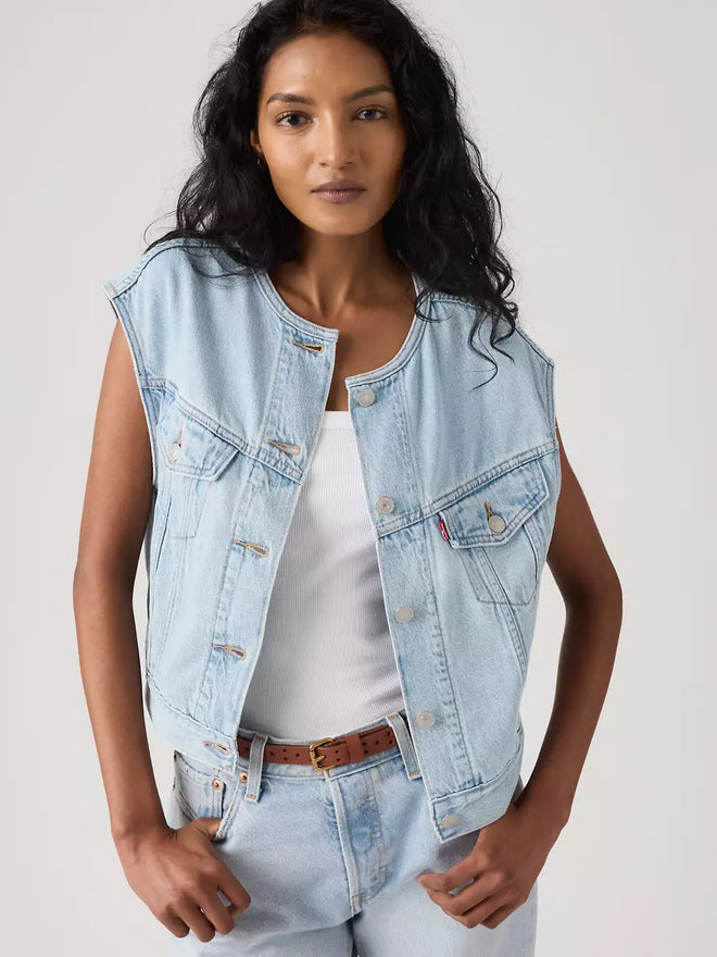 levi's® women's collarless shrunken '90s vest 005NP0001XXS- Medium Indigo  – Levi's Hong Kong