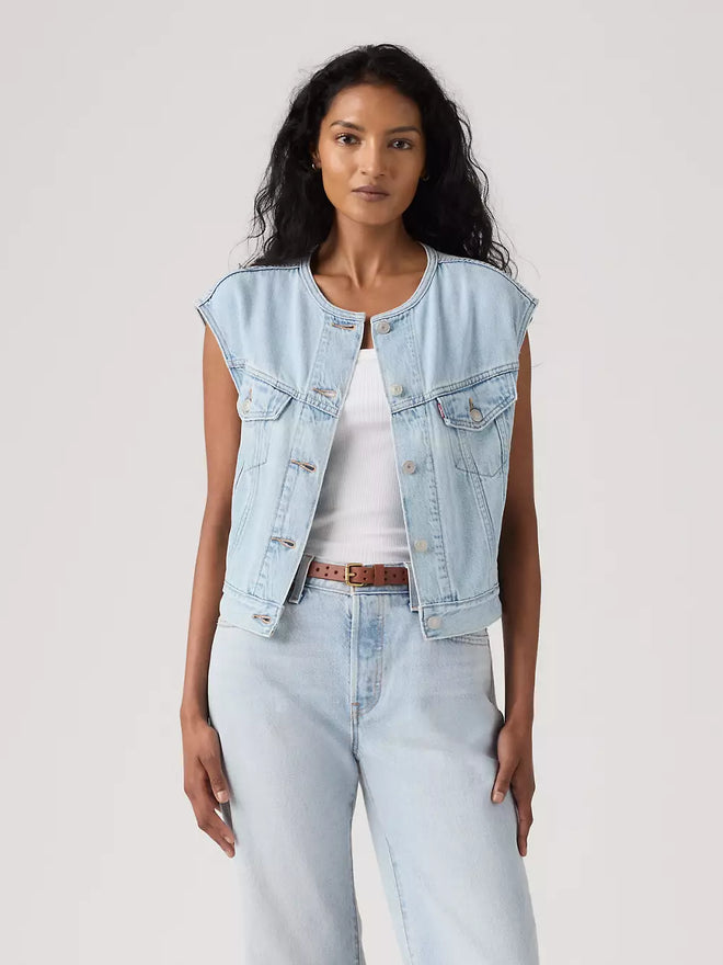 levi's® women's collarless shrunken '90s vest 005NP0001XXS- Medium Indigo  – Levi's Hong Kong