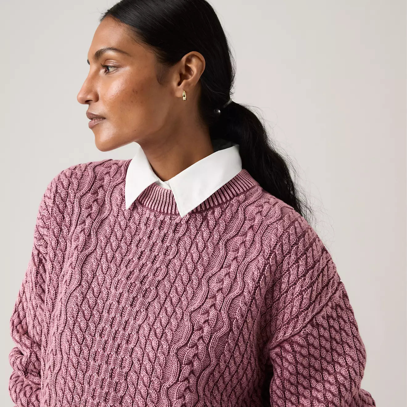 levi's® leilah 纜繩圓領毛衣 | 女裝 0063A0000XS- Pink – Levi's 香港