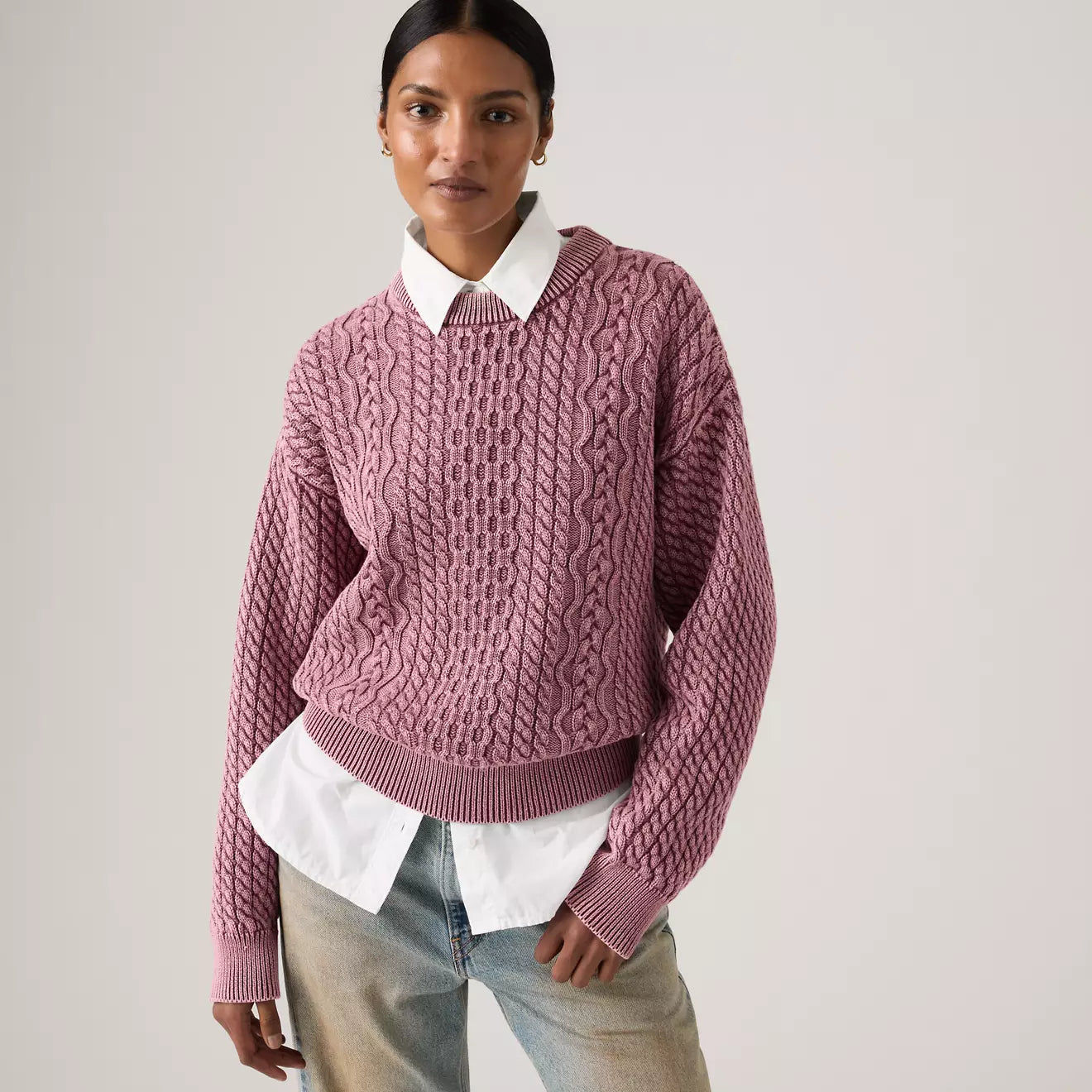 levi's® leilah 纜繩圓領毛衣 | 女裝 0063A0000XS- Pink – Levi's 香港