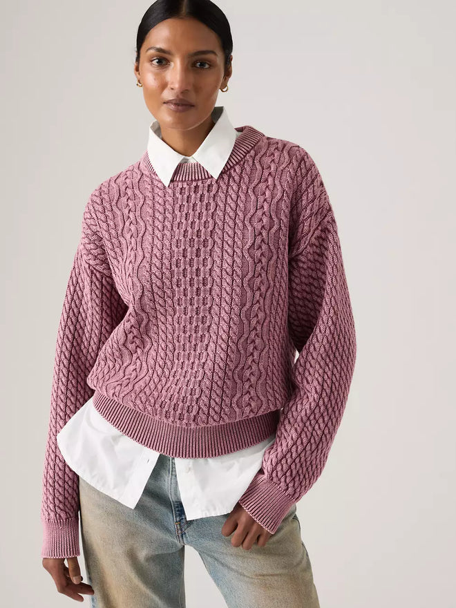 levi's® leilah 纜繩圓領毛衣 | 女裝 0063A0000XS- Pink  – Levi's 香港