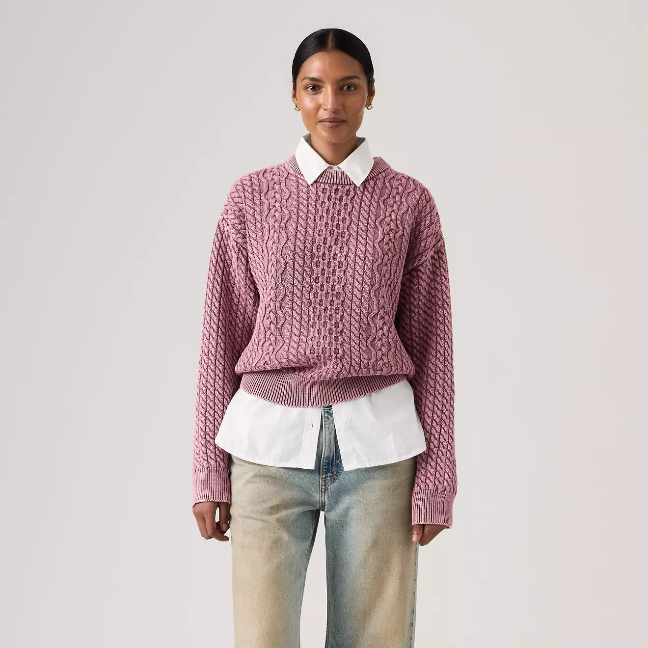levi's® leilah 纜繩圓領毛衣 | 女裝 0063A0000XS- Pink – Levi's 香港