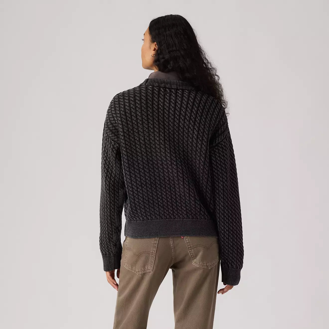 levi's® leilah 纜繩圓領毛衣 | 女裝 0063A0001XS- Black – Levi's 香港
