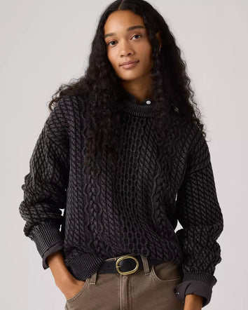 levi's® leilah 纜繩圓領毛衣 | 女裝 0063A0001XS- Black  – Levi's 香港