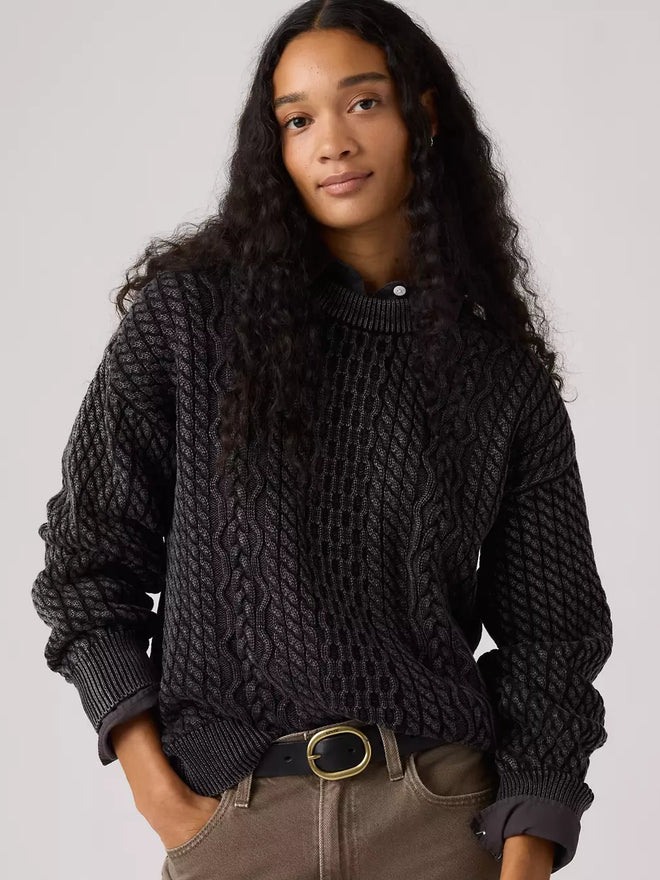 levi's® leilah 纜繩圓領毛衣 | 女裝 0063A0001XS- Black  – Levi's 香港