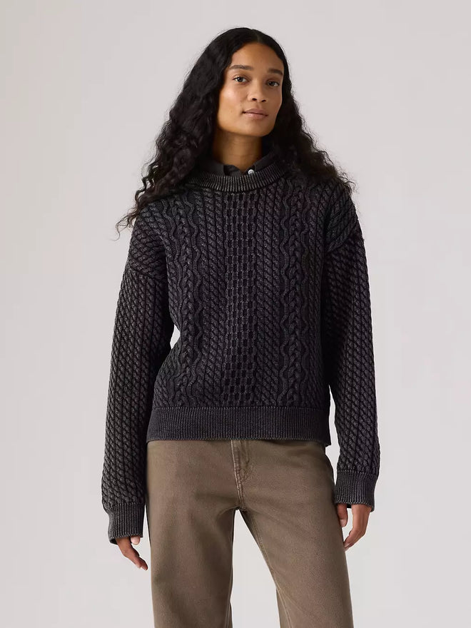 levi's® leilah 纜繩圓領毛衣 | 女裝 0063A0001XS- Black  – Levi's 香港