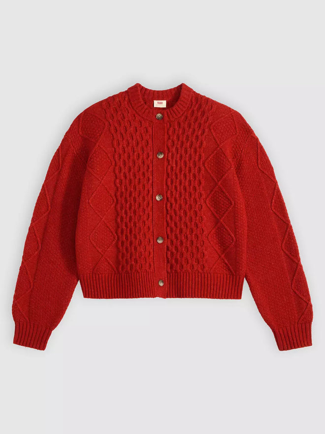 levi's® women's charlotte crewneck cardigan 007VG0010XS- Red  – Levi's Hong Kong