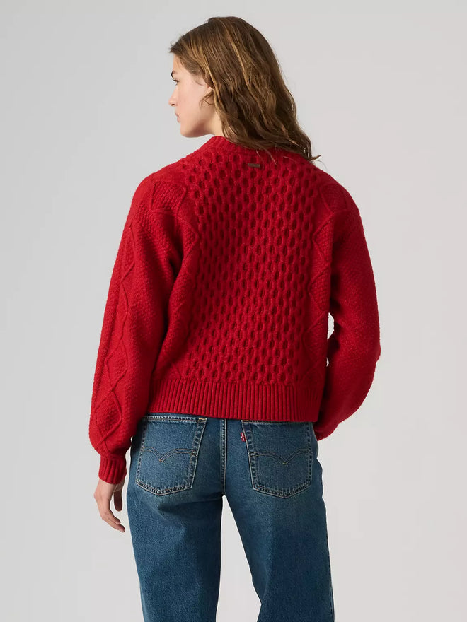 levi's® women's charlotte crewneck cardigan 007VG0010XS- Red  – Levi's Hong Kong